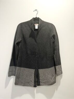 Vintage Cashmere Merino Wool Hekla & Co Snap Front Gray Knit Sweater Cardigan M